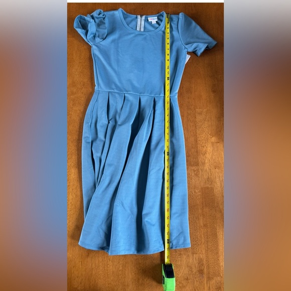 NWT LuLaRoe Women’s Blue Pleated Midi Dress with Short Puff Sleeves Size S - Picture 10 of 11
